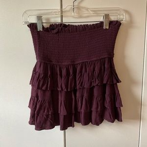 Olivaceous Ruffled Mini Skirt